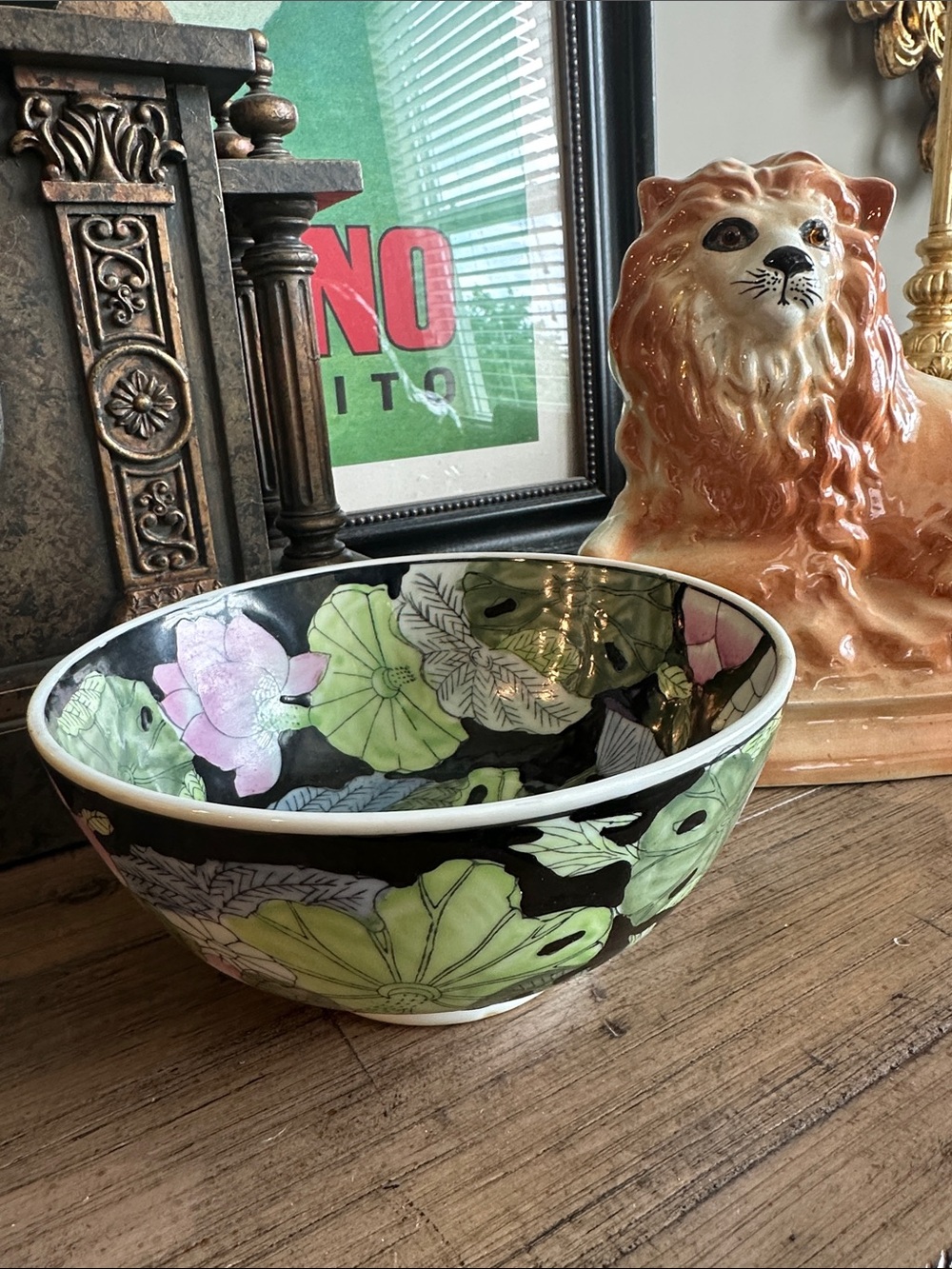 Black Lotus Chinoiserie Bowl